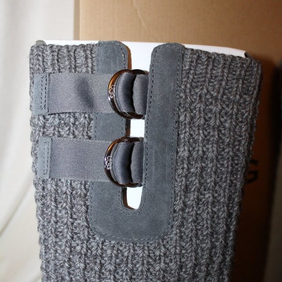 NIB UGG WOMEN'S SOLENE TALL KNIT SWEATER BOOTS GRAY - Picture 3 of 9